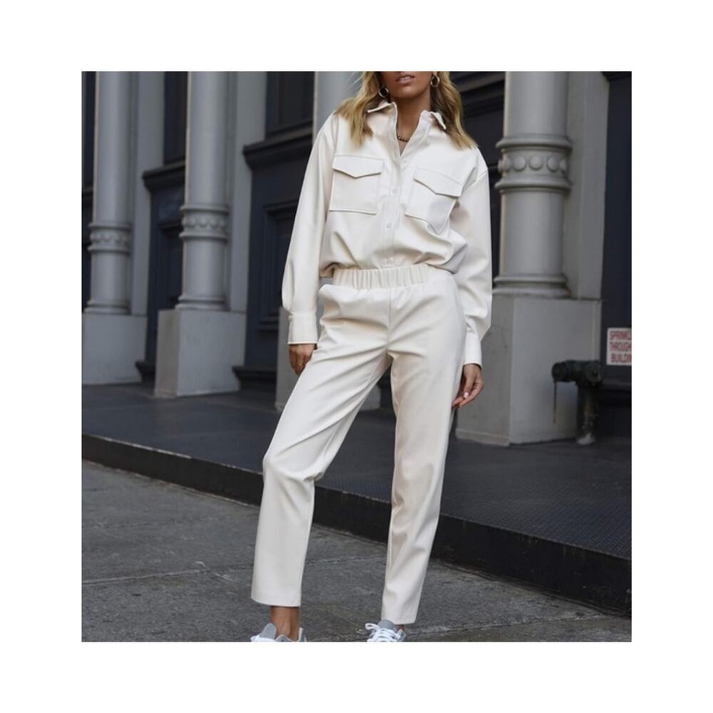 NWT The Drop Lindnyc Faux-Leather Jogger Pants Size L - Picture 3 of 9